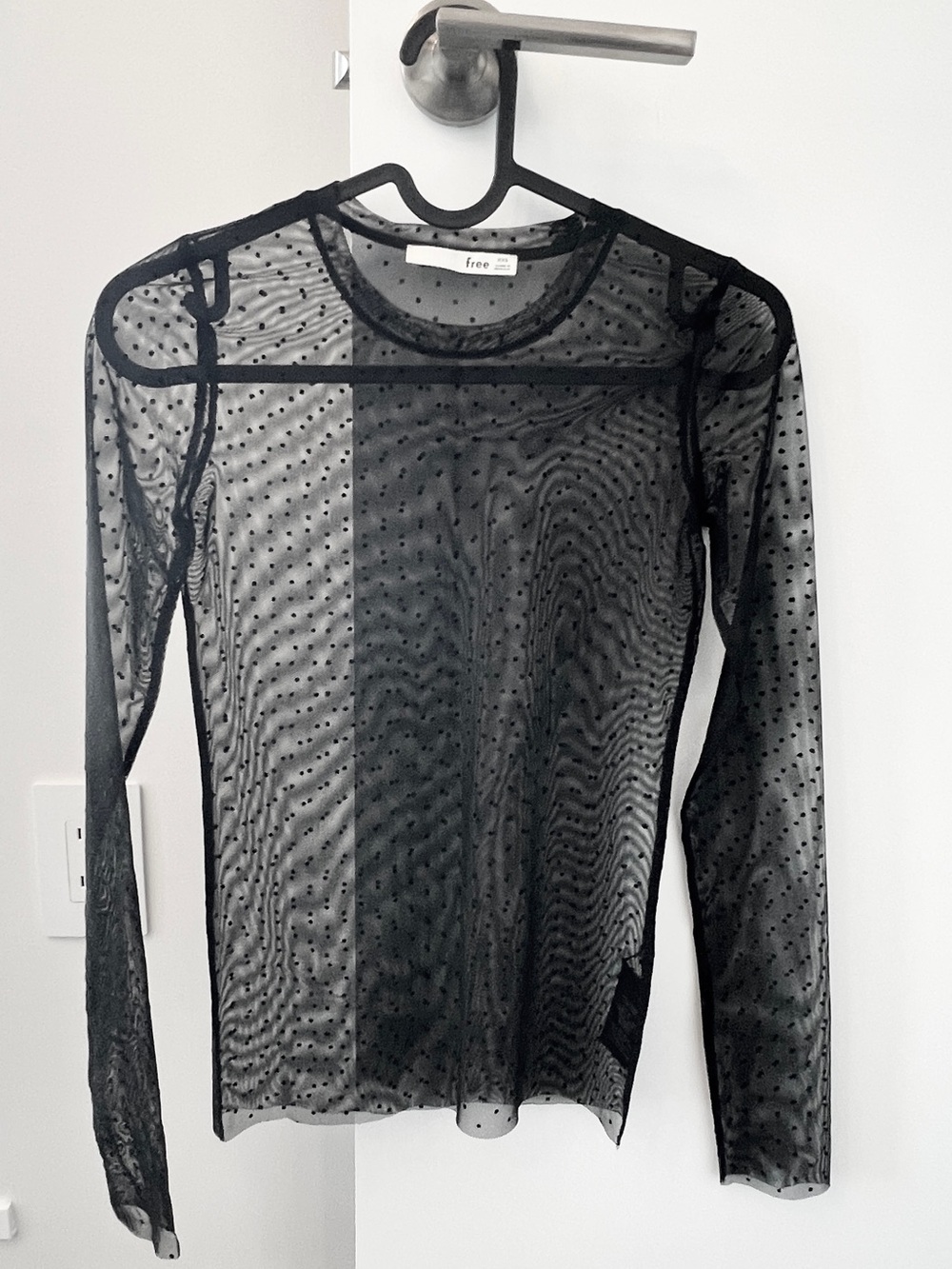 BNWOT Wilfred Free Black Polka Dot Mesh Long-Sleeve Top